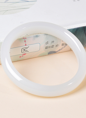 凤飞凰和田玉羊脂白玉宽镯手镯