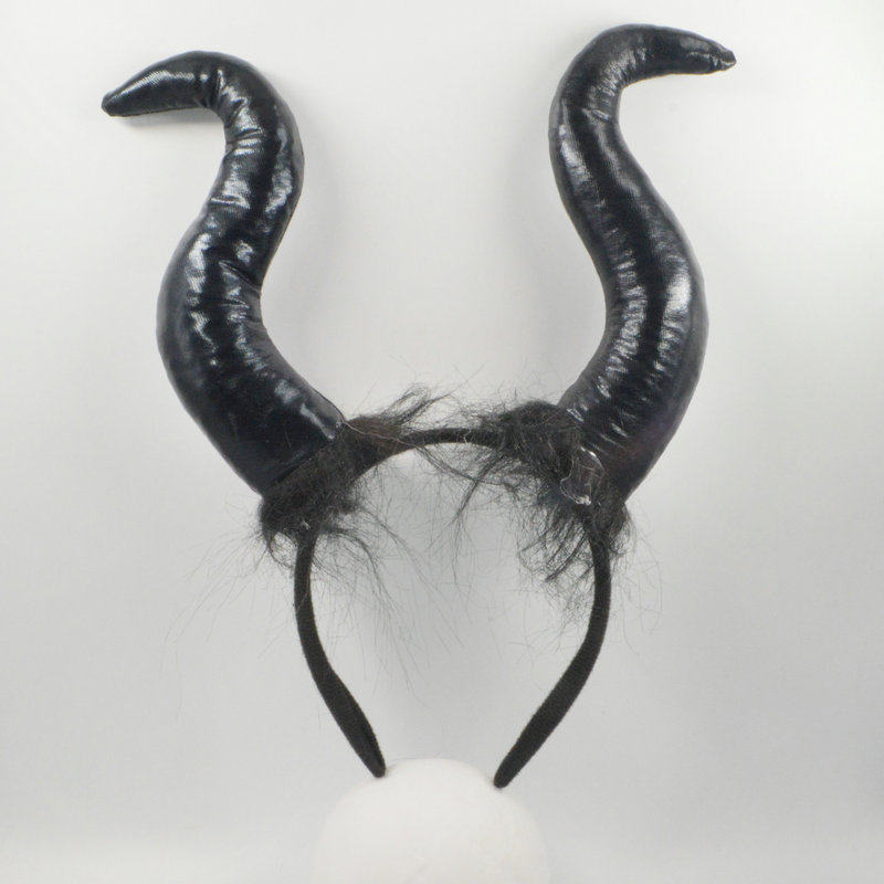沉睡魔咒头饰cos牛角发箍女巫头套化妆舞会道具玛琳菲森发饰暗黑