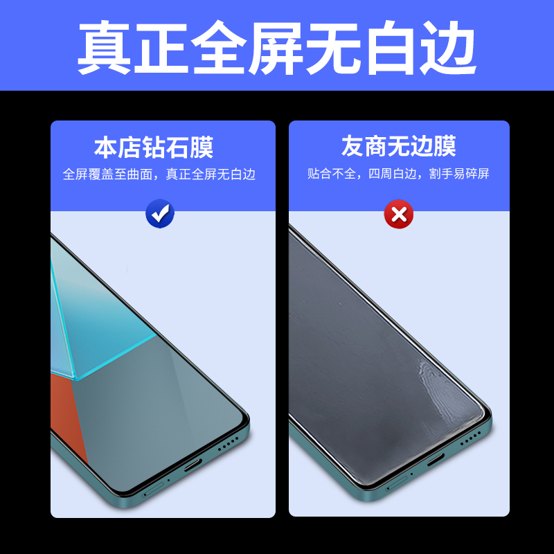 适用小米红米note13pro钢化膜红米note13全屏覆盖手机膜无白边redmiNote13pro高清蓝光redmi防摔玻璃贴膜黑边 - 图1