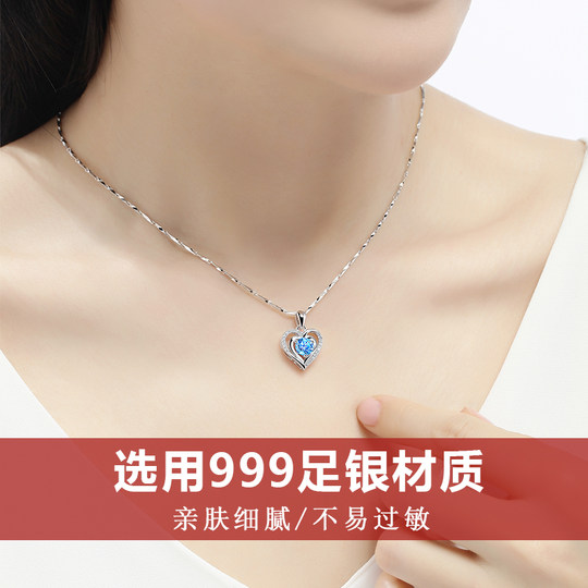 999纯银项链女款锁骨链女士银饰品2025年新款爆款圣诞礼物送女友