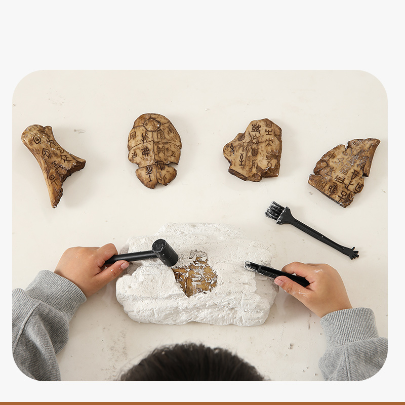甲骨文化石考古挖掘玩具儿童盲盒博物馆文创手工diy男孩石膏挖宝 - 图2