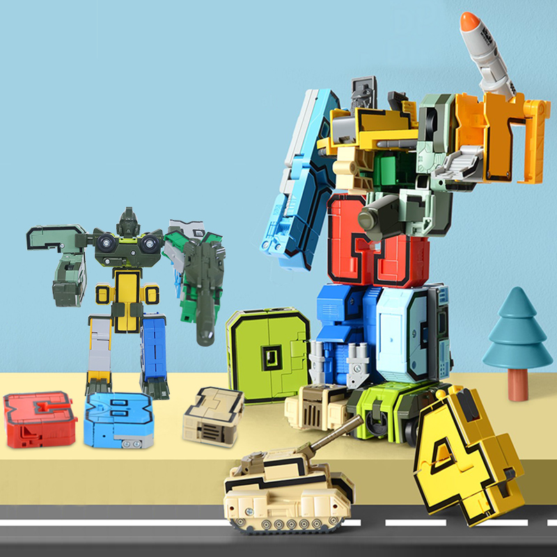 新乐新数字变形玩具合体机器人26个字母正版汽车儿童金刚男孩玩具 - 图0