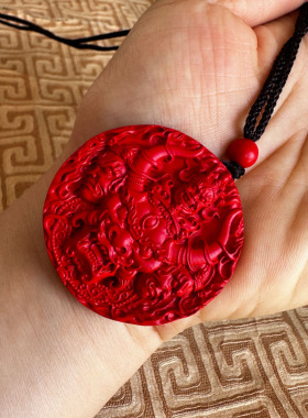 嫣芝美玉男女朱砂牛魔王项链挂件