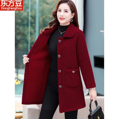 Утепленный пуховик для матери, бархатная куртка, шерстяное пальто, для среднего возраста