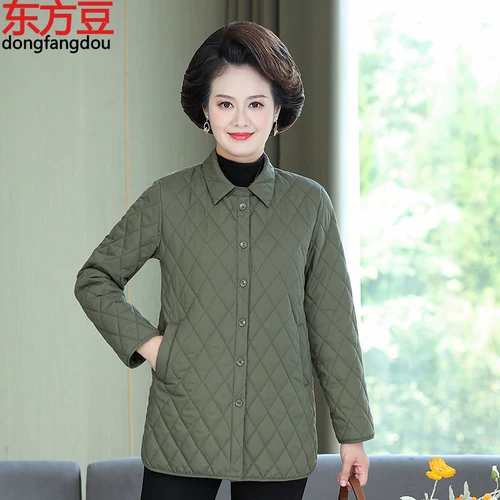 Демисезонная стеганая куртка для матери, легкий и тонкий пуховик, тонкая рубашка, для среднего возраста