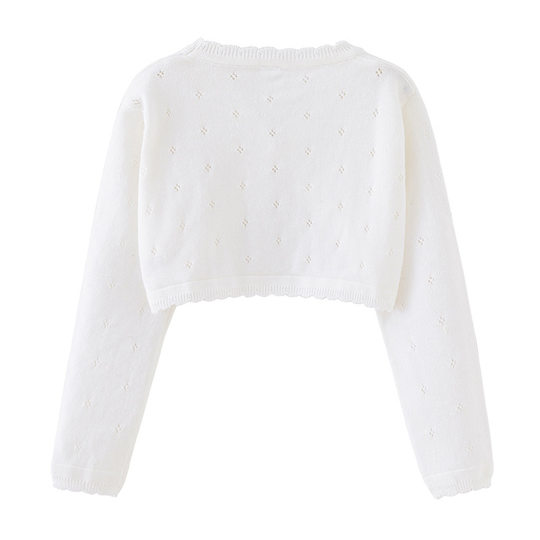 儿童舞蹈服外搭春夏薄款高腰礼服小外套女童纯棉针织披肩空调坎肩