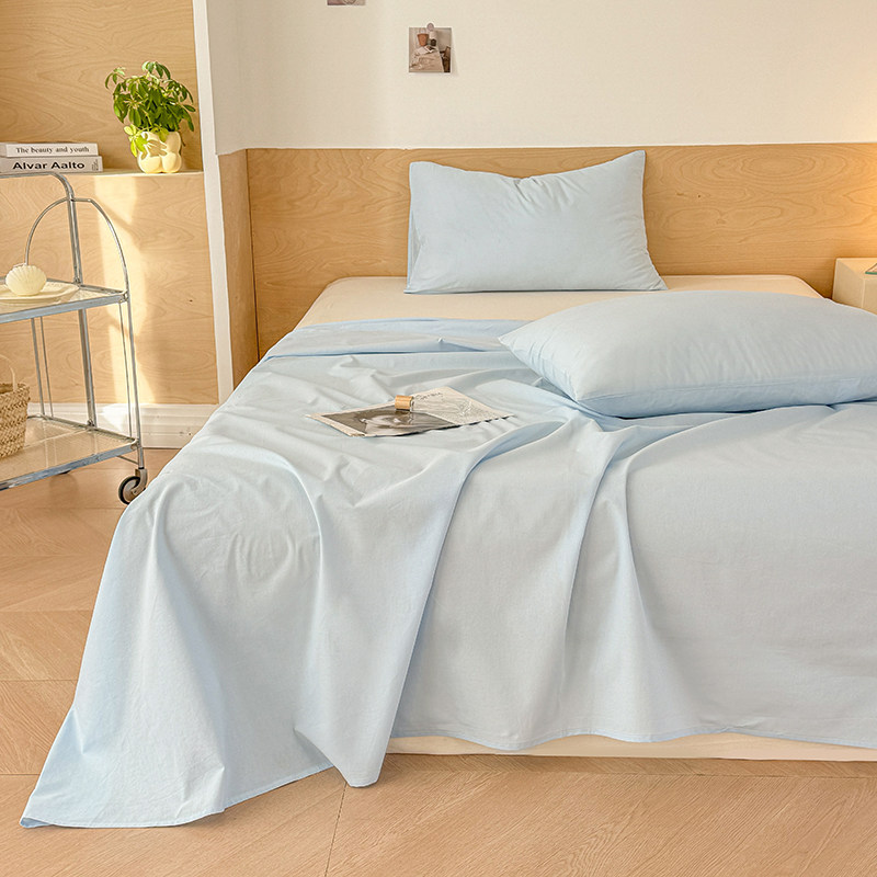 新疆长绒棉加厚床单单件纯棉100全棉纯色宿舍单人被单枕套三件套