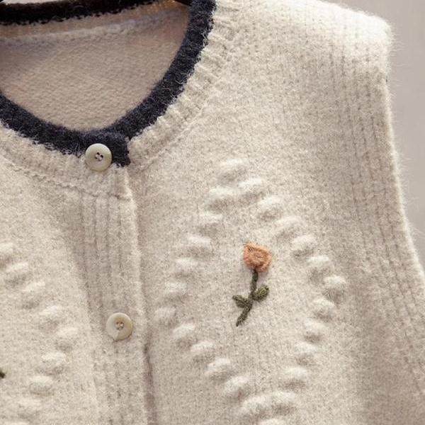 手工花开衫针织马甲背心女2024秋冬新款宽松外穿马夹叠穿毛衣坎肩,淘宝优惠券,粉丝福利购,淘宝优惠卷