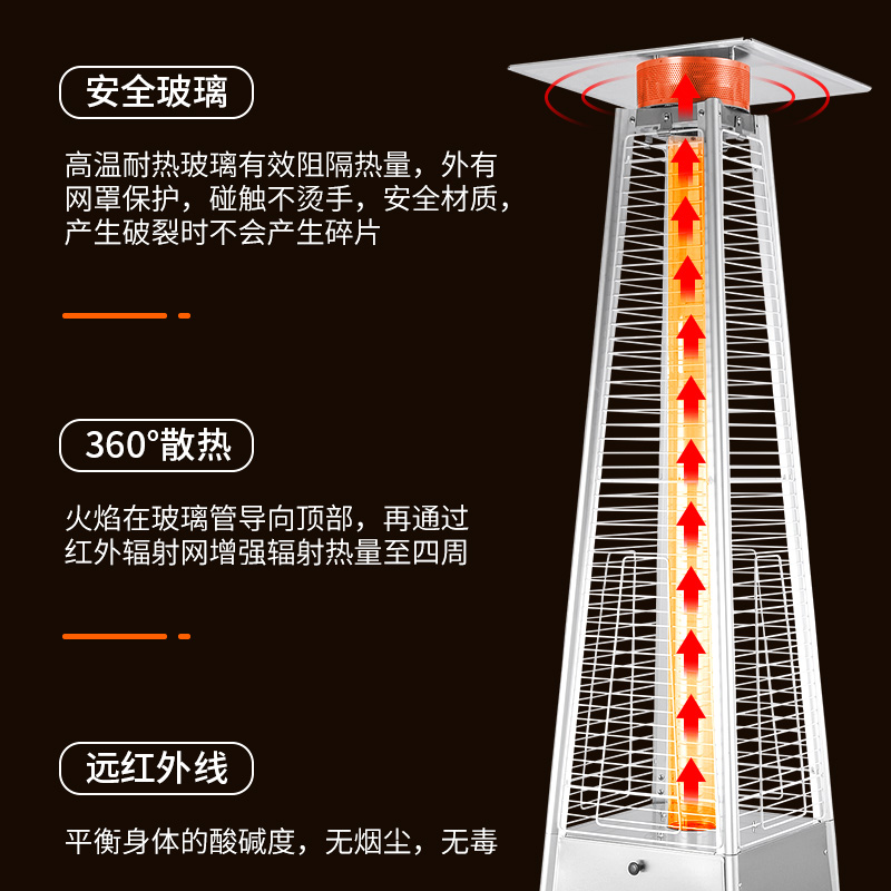 户外真火燃气取暖器酒吧商用液化天然气取暖炉采暖烤火炉塔形庭院-图1