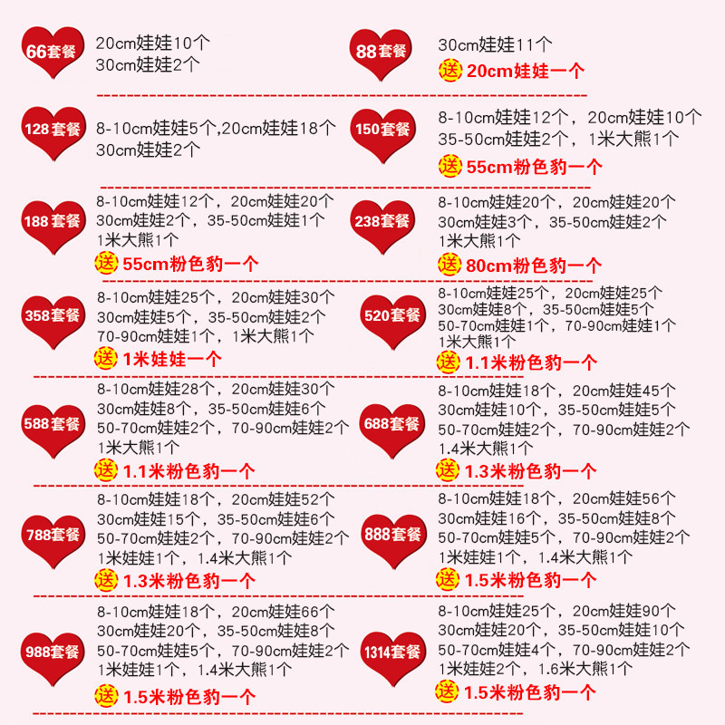 婚庆婚礼抛洒毛绒玩具公仔小大礼包 浩铖母婴毛绒布艺类玩具