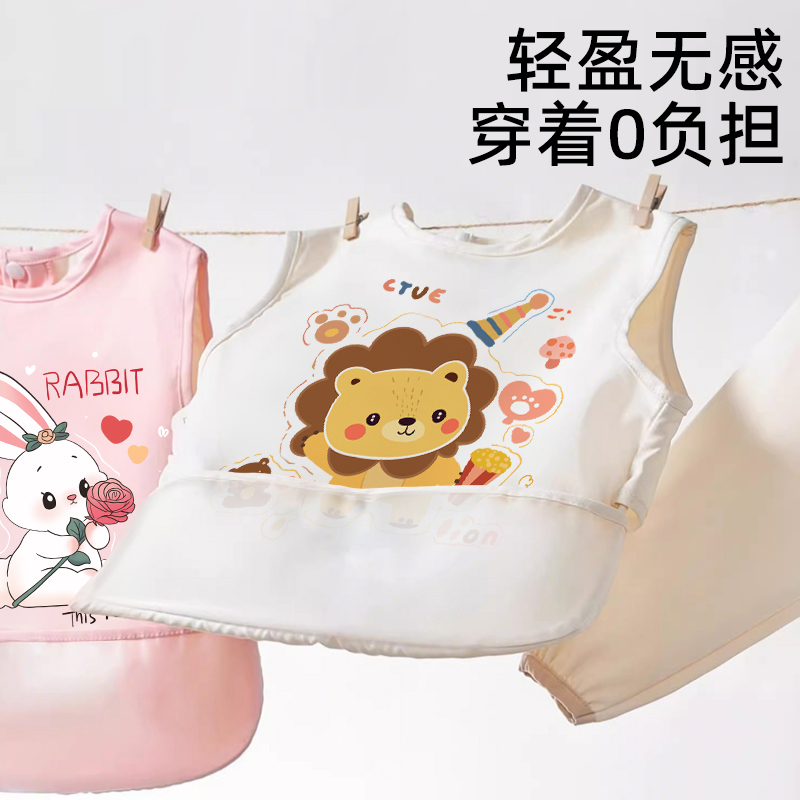 Baby eating coveralls and bibs