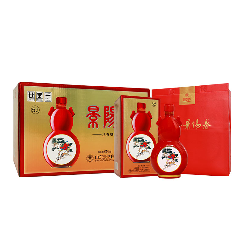 景芝 52度景阳春红葫芦浓香型白酒 500ml*6瓶精美包送礼自饮