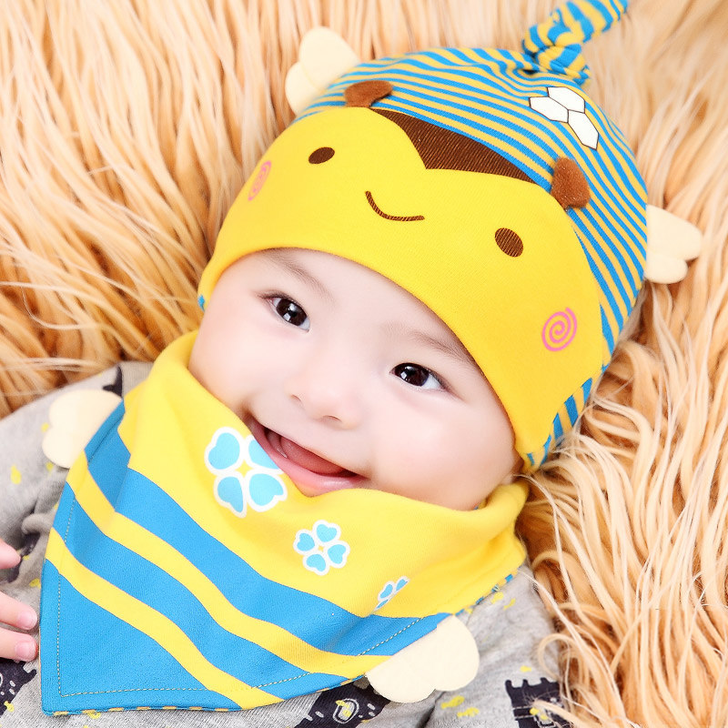 春秋婴幼儿护卤门纯棉男女婴儿帽子 天意熊帽子