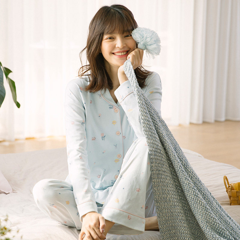 月子服春夏季纯棉孕妇6月份5睡衣 咕羊羊家居服套装