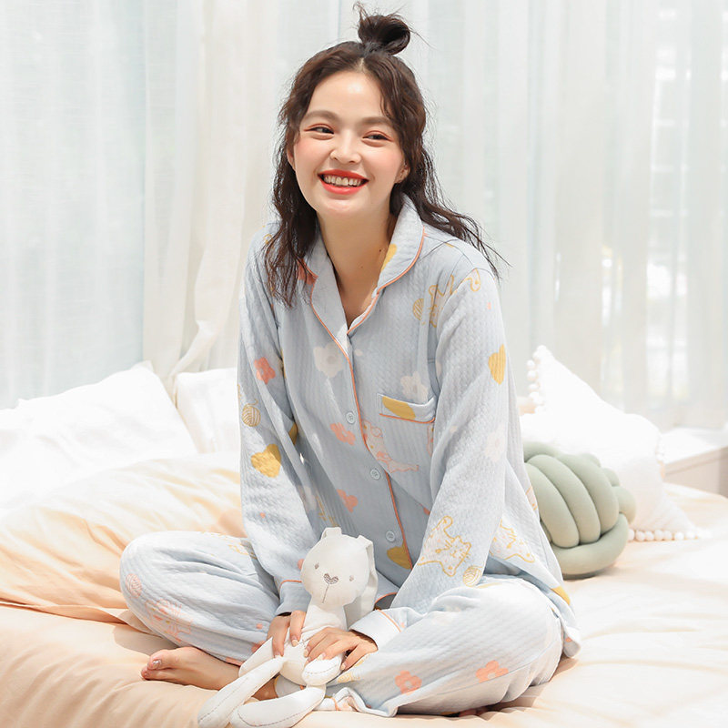 咕羊羊夹棉月子服冬季3月份睡衣 咕羊羊家居服套装