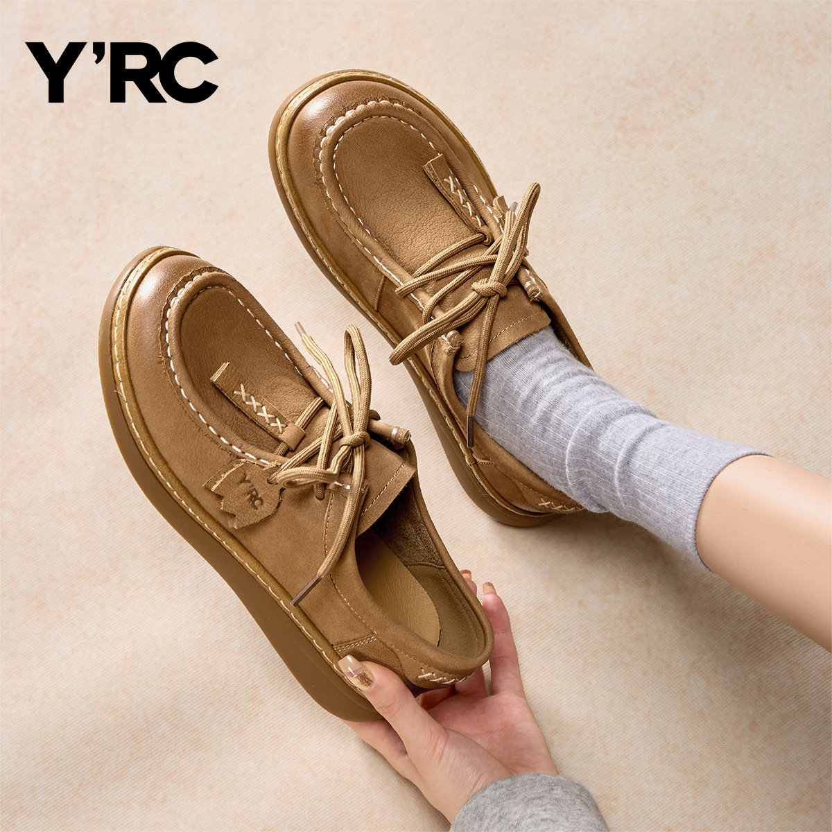 YRC休闲勃肯鞋女2025秋季新款英伦风真皮袋鼠鞋舒适复古深口单鞋,淘宝优惠券,粉丝福利购,淘宝优惠卷