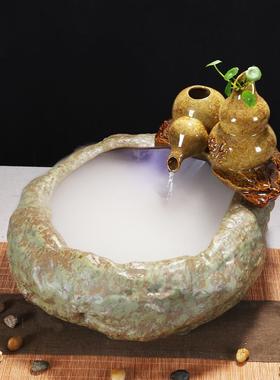 中式风招财加湿器小沙弥家居装饰