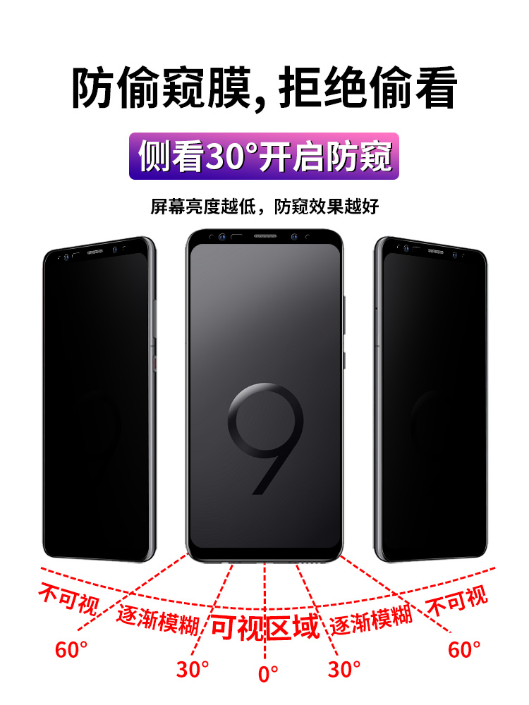 适用三星s8钢化膜s9防窥膜s8+水凝膜s9+全屏覆盖防偷窥plus全包曲面全胶防偷窃隐私Galaxy手机膜偷看偷瞄防窥 - 图0