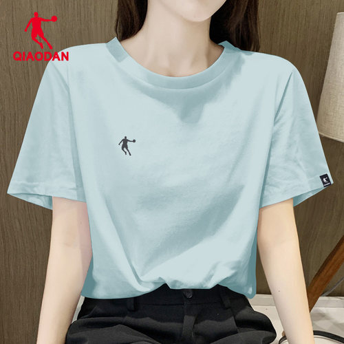 乔丹短袖t恤女2026夏季新款蓝色t恤宽松时尚女装透气跑步运动服女 - 图2