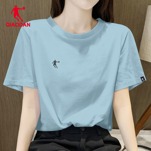 乔丹短袖t恤女2026夏季新款蓝色t恤宽松时尚女装透气跑步运动服女 - 图3