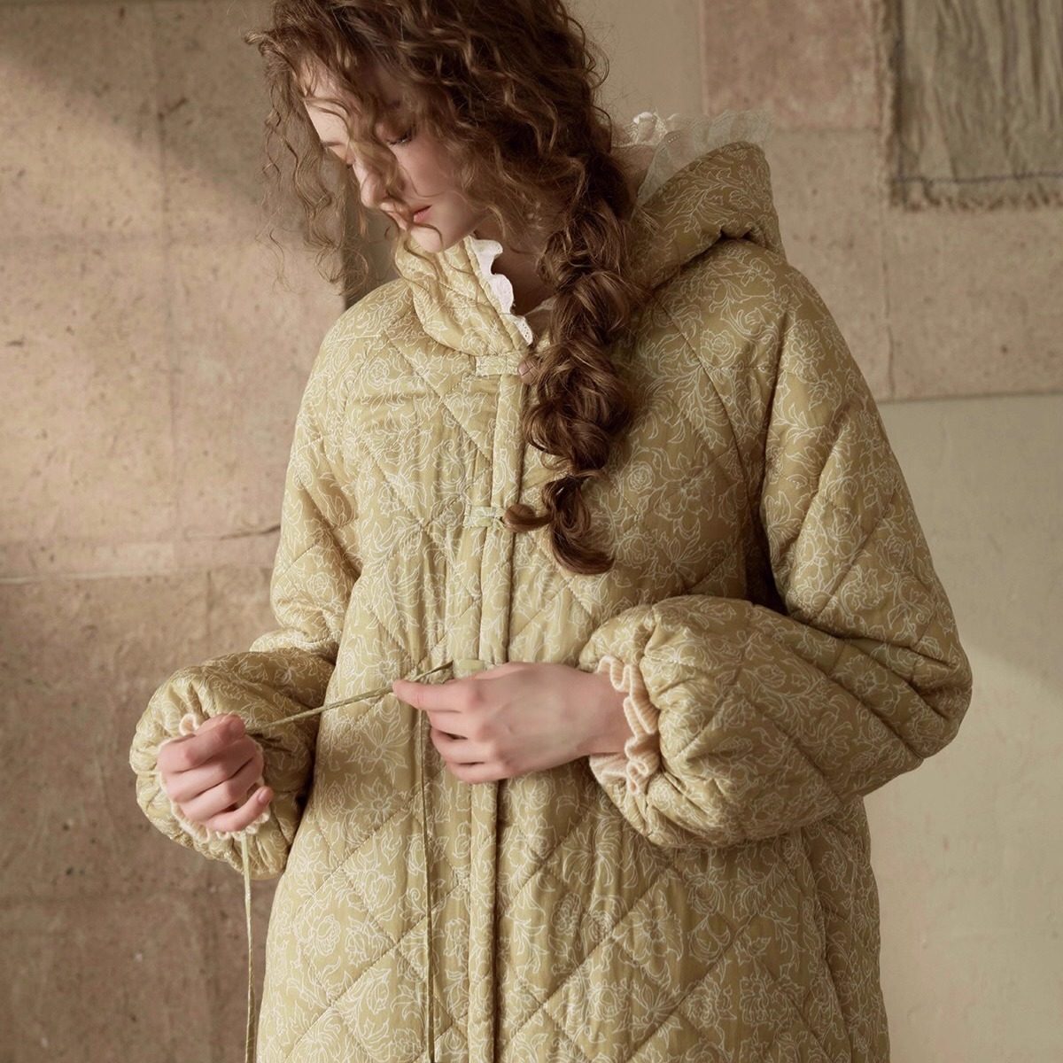 尘熙专柜女冬加厚保暖连帽长款针织睡袍三层夹棉可外穿家居服裙装,淘宝优惠券,粉丝福利购,淘宝优惠卷