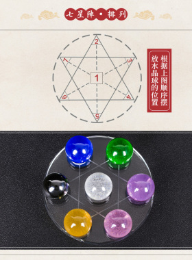 黄白紫蓝七彩水晶球七星阵摆件
