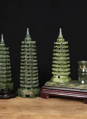 天然玉石笔筒办公桌文昌塔摆件