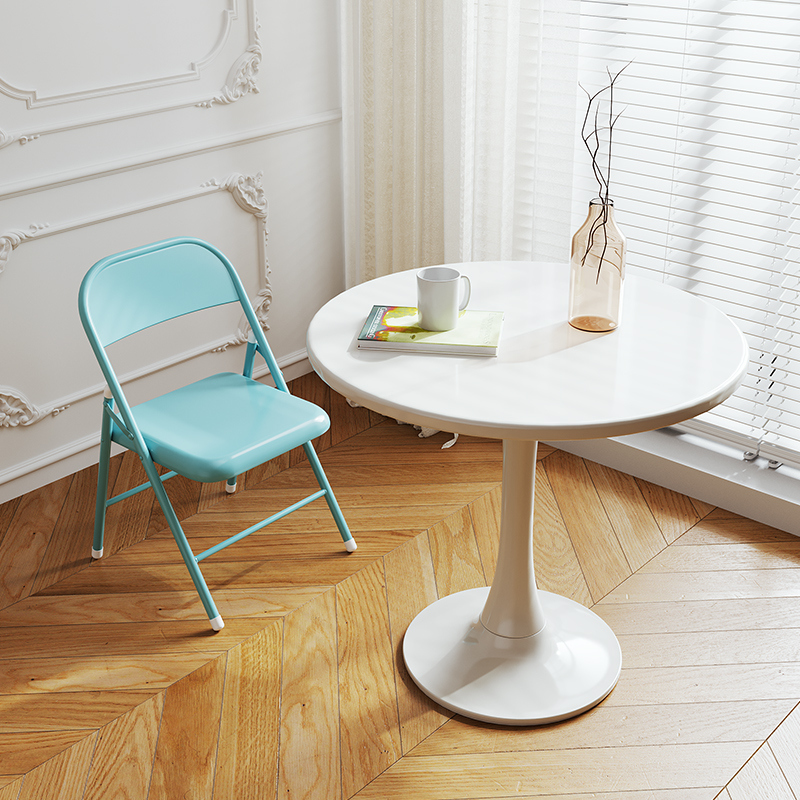 圆餐桌家用小户型休闲桌子奶茶店洽谈桌咖啡圆桌客厅白色桌椅组合