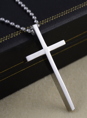潮男十字架吊坠学生装饰钛钢项链