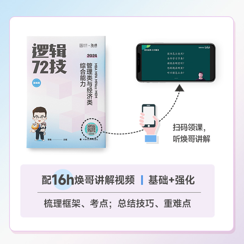 2025考研李焕逻辑72技+历年真题+800题2025mba/mpa/mpacc管综199管理类396经济类联考综合能力搭韩超数学72技乃心教写作 - 图0