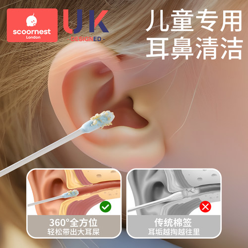 科巢婴儿棉签新生儿宝宝专用耳棒鼻屎清理神器挖耳勺儿童粘性棉棒 - 图0