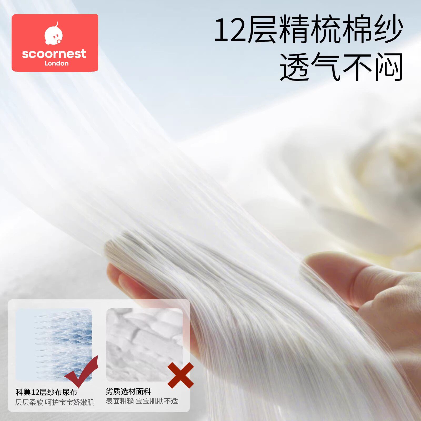 科巢尿布纯棉新生婴儿可洗宝宝专用纱布尿介子芥子兜布戒子裤尿片