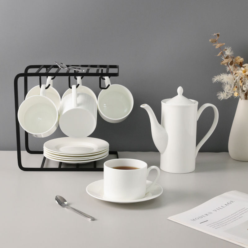 欧式骨瓷纯白咖啡杯碟陶瓷咖啡器具咖啡杯套装带架子定制印字logo,淘宝优惠券,粉丝福利购,淘宝优惠卷