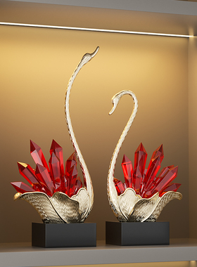 高档水晶天鹅装饰品摆件