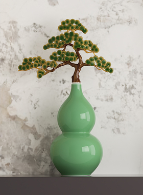 新中式葫芦迎客松摆件