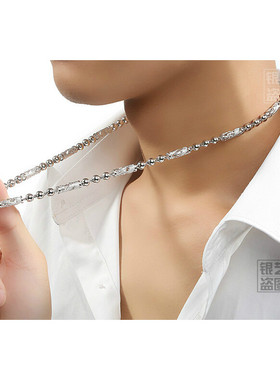 男士纯银项链99足银双龙头项链