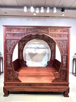 Fu Liantian Furniture Zambia Blood Honolulu Flowers Bird Shelf Mortise and tenon-and-structure Ming and Qing Classical Solid Wood Large Bed