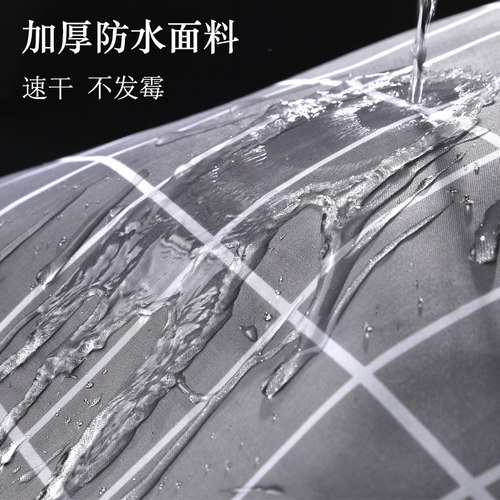 浴帘套装免打孔U形干湿分离弧形加厚防水u型浴室隔断帘伸缩浴帘杆 - 图1