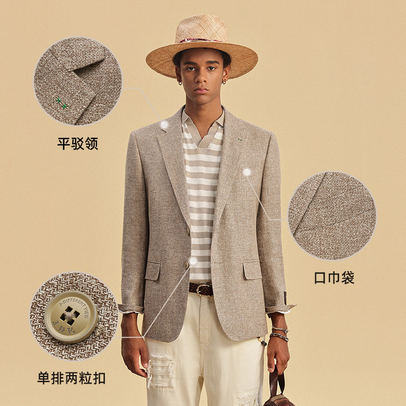 JDV男装春秋新品商场同款卡其色西装单排扣西服外套DSMM4102,淘宝优惠券,粉丝福利购,淘宝优惠卷