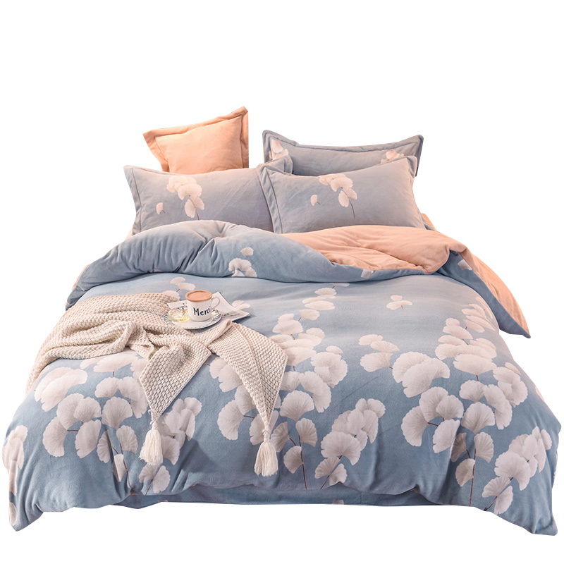 加厚牛奶绒四件套冬季珊瑚绒双面毛绒法兰绒加绒被套床上用品床笠