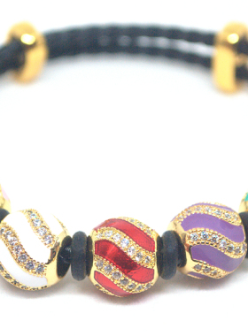 保蒂萝3层镀金皮绳不易褪色手链