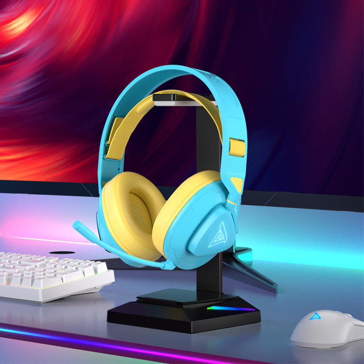 钛度THS318轻鸾冰蓝发光版有7.1声卡四模无线游戏耳机头戴式带麦 - 图1