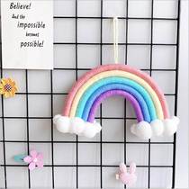 ins Nordic Rainbow Cloud Daubed headboard wall stickup for self-adhesive kindergarten Childrens room Red background Decorative Wall Sticker