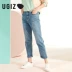 UGIZ2019 mùa thu mới phiên bản Hàn Quốc của cơ thể phụ nữ giảm béo thẳng quần jeans dài UCQC140-7 - Quần jean Quần jean