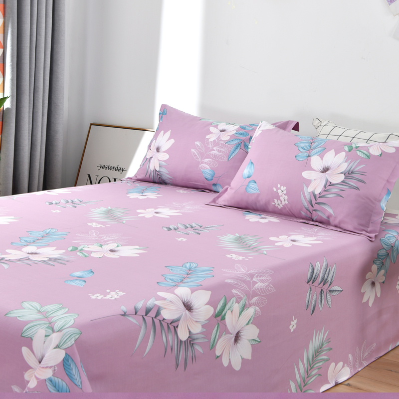 加厚100%纯棉床单单件全棉双人单人1.5米1.8m2.0床被单枕套三件套 - 图1