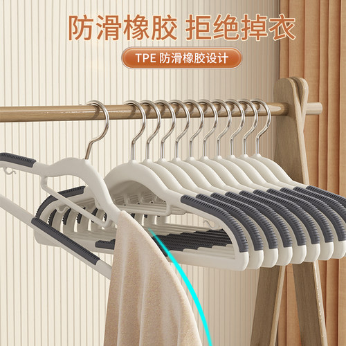 衣架家用挂衣无痕防滑肩角晾晒衣挂不起包衣服挂架衣撑子加粗加厚 - 图0