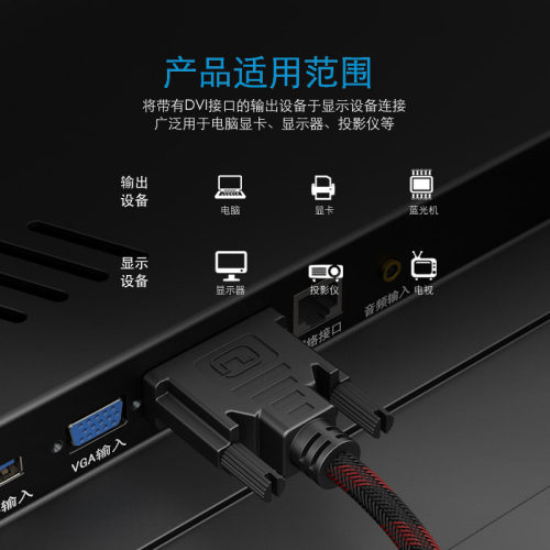 域能 dvi线24+1高清显示器投影仪连接台式电脑显卡主机数字双通道-d公对公转dvi-i数据加延长20/10米5m视频线-图1