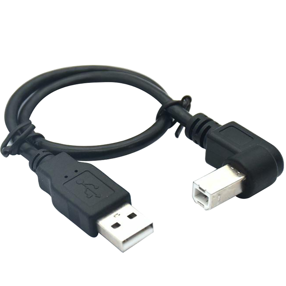 USB2.0打印线 90度弯头usb方口打印机数据线上下左右弯头全铜屏蔽 USB2.0 A公对USB-B公上弯90度传输线 - 图0