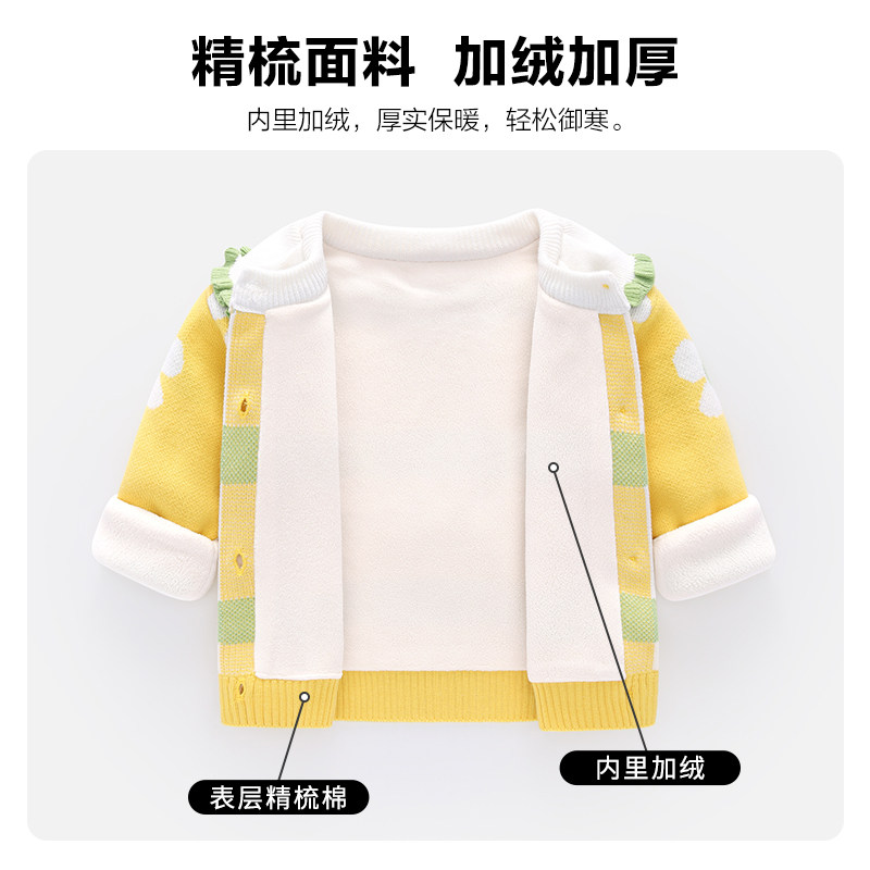 女童外套毛衣宝宝春装针织开衫婴儿衣服春季婴幼儿加绒上衣儿童装,淘宝优惠券,粉丝福利购,淘宝优惠卷