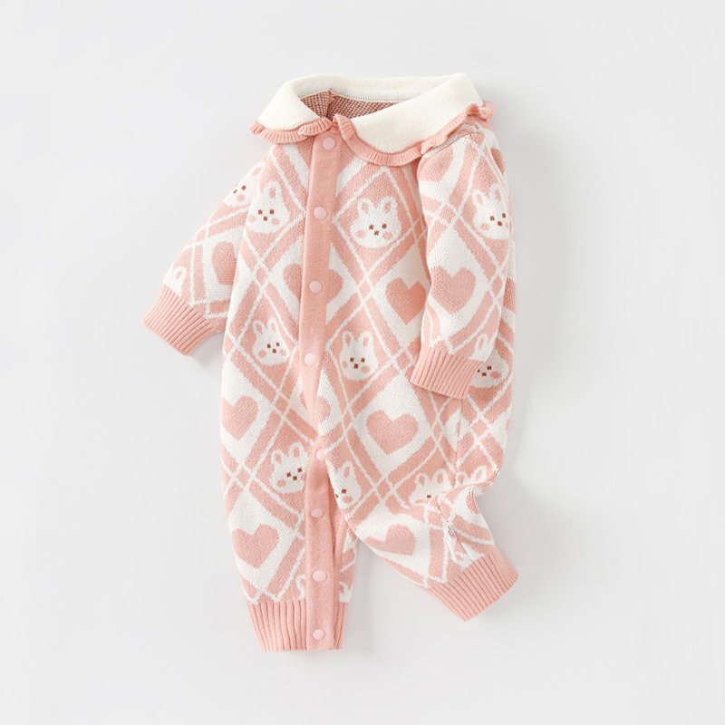 婴儿衣服秋冬针织连体衣女宝宝毛衣冬装公主小月龄幼儿春装外出服,淘宝优惠券,粉丝福利购,淘宝优惠卷